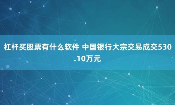 杠杆买股票有什么软件 中国银行大宗交易成交530.10万元