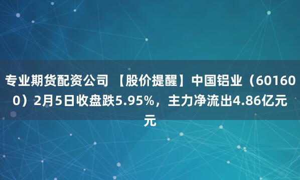 专业期货配资公司 【股价提醒】中国铝业（601600）2月5日收盘跌5.95%，主力净流出4.86亿元