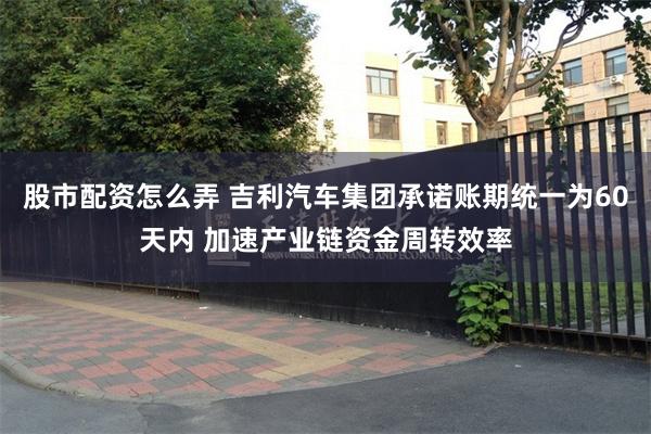 股市配资怎么弄 吉利汽车集团承诺账期统一为60天内 加速产业链资金周转效率