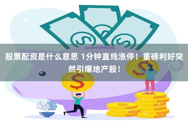 股票配资是什么意思 1分钟直线涨停！重磅利好突然引爆地产股！