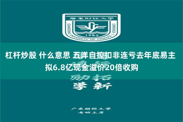 杠杆炒股 什么意思 五洋自控扣非连亏去年底易主 拟6.8亿现金溢价20倍收购