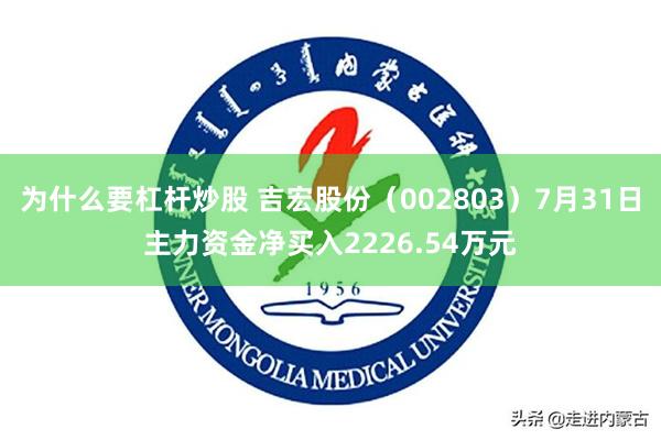 为什么要杠杆炒股 吉宏股份（002803）7月31日主力资金净买入2226.54万元