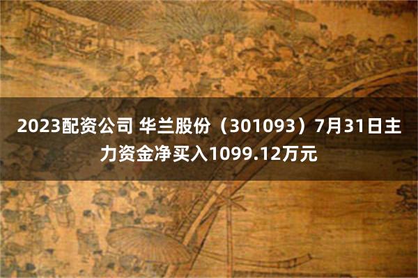 2023配资公司 华兰股份（301093）7月31日主力资金净买入1099.12万元